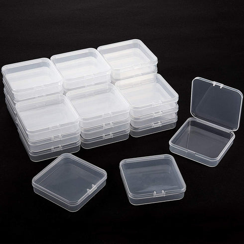 SATINIOR 24 Packs Small Clear Plastic Beads Storage Containers Box with Hinged Lid for Storage of Small Items, Crafts, Jewelry, Hardware (2.76 x 2...
